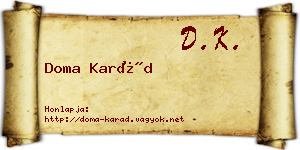 Doma Karád névjegykártya